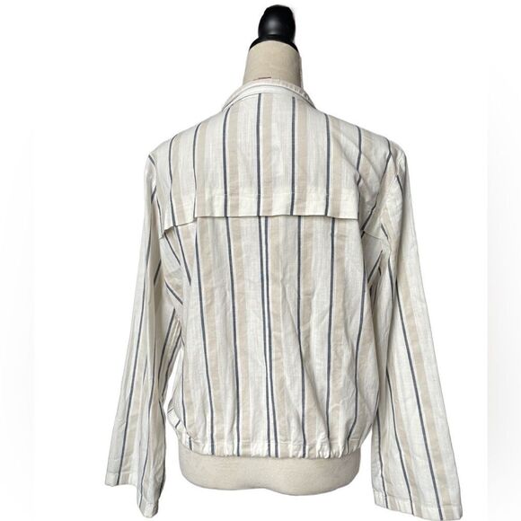 LOFT (New) Lightweight Linen Button Down Striped Collared Top (Size: Small - Picture 4 of 12